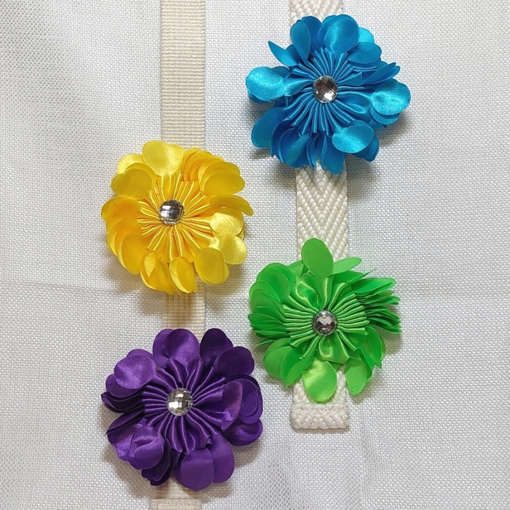 Sateen Flower Hair Clips☆Set of 4